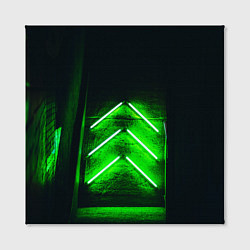 Холст квадратный Неоновые зелёные стрелки во тьме, цвет: 3D-принт — фото 2