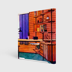 Холст квадратный Интерьер в комнате, цвет: 3D-принт