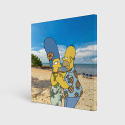 Картина квадратная Гомер Симпсон танцует с Мардж на пляже