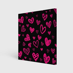 Холст квадратный Розовые сердца, цвет: 3D-принт