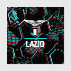 Холст квадратный Lazio FC в стиле glitch на темном фоне, цвет: 3D-принт — фото 2