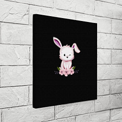 Холст квадратный Крольчонок С Цветами На Чёрном Фоне, цвет: 3D-принт — фото 2
