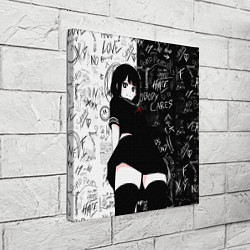 Холст квадратный Девочка аниме - dead inside, цвет: 3D-принт — фото 2