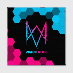 Холст квадратный Watch Dogs - neon gradient, цвет: 3D-принт — фото 2