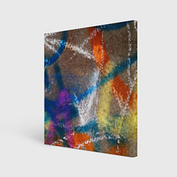 Холст квадратный Рисунок цветными мелками на асфальте, цвет: 3D-принт