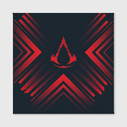 Холст квадратный Красный символ Assassins Creed на темном фоне со с, цвет: 3D-принт — фото 2