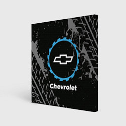 Картина квадратная Chevrolet в стиле Top Gear со следами шин на фоне