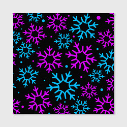 Холст квадратный Неоновые снежинки, цвет: 3D-принт — фото 2