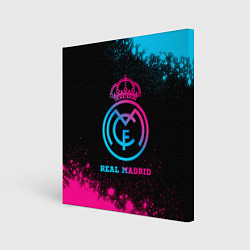 Холст квадратный Real Madrid - neon gradient, цвет: 3D-принт