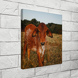 Холст квадратный Коровка на поле, цвет: 3D-принт — фото 2