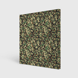Холст квадратный Камуфляж Woodland мелкий, цвет: 3D-принт