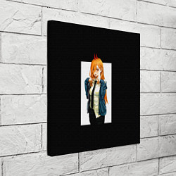 Холст квадратный Человек-бензопила Пауэр в белом прямоугольнике, цвет: 3D-принт — фото 2