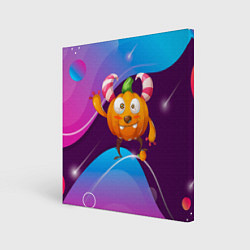 Холст квадратный Тыква с мандаринкой, цвет: 3D-принт