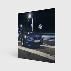 Картина квадратная BMW на ночной трассе