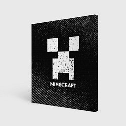 Холст квадратный Minecraft с потертостями на темном фоне, цвет: 3D-принт