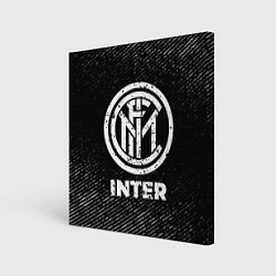 Картина квадратная Inter с потертостями на темном фоне