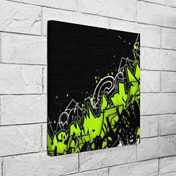 Холст квадратный Яркое граффити на черной стене, цвет: 3D-принт — фото 2