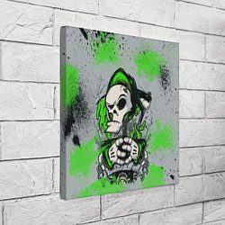 Холст квадратный Slipknot скелет green, цвет: 3D-принт — фото 2
