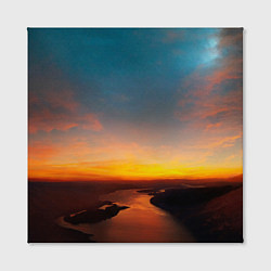Холст квадратный Горная река на фоне заката, цвет: 3D-принт — фото 2