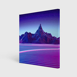 Картина квадратная Neon mountains - Vaporwave