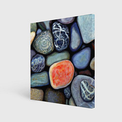 Холст квадратный Цветные камушки, цвет: 3D-принт