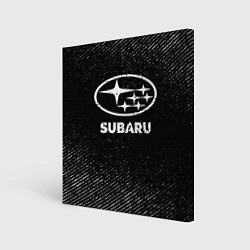 Картина квадратная Subaru с потертостями на темном фоне