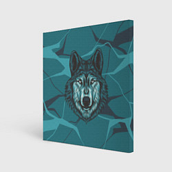 Картина квадратная Голова синего волка