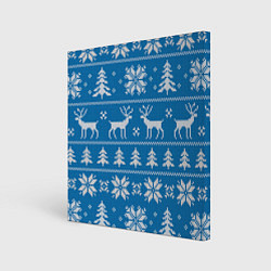 Картина квадратная Рождественский синий свитер с оленями