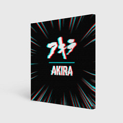 Холст квадратный Символ Akira в стиле glitch на темном фоне, цвет: 3D-принт