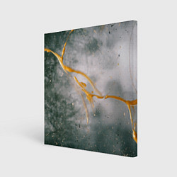 Картина квадратная Абстрактный серый туман и золотая краска