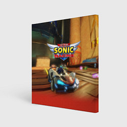 Холст квадратный Team Sonic racing - hedgehog - video game, цвет: 3D-принт