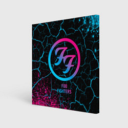 Холст квадратный Foo Fighters - neon gradient, цвет: 3D-принт