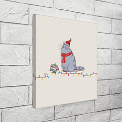 Холст квадратный Кошка Хлоя с гирляндой, цвет: 3D-принт — фото 2