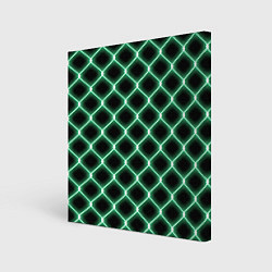 Картина квадратная Зелёная неоновая сетка