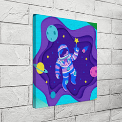 Холст квадратный Космонавт в космосе - рисунок, цвет: 3D-принт — фото 2