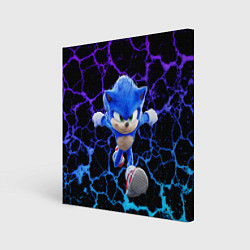 Холст квадратный Sonic неоновый мрамор, цвет: 3D-принт