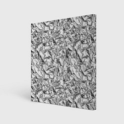 Холст квадратный Текстура мятой алюминиевой фольги, цвет: 3D-принт