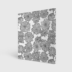 Картина квадратная Цветы хризантемы: линейный рисунок