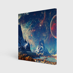 Холст квадратный Горы и бескрайний космос, цвет: 3D-принт