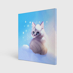 Картина квадратная Заснеженный котик
