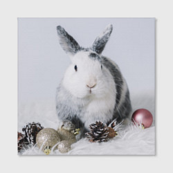 Холст квадратный Кролик с шишками и игрушками, цвет: 3D-принт — фото 2