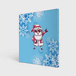Картина квадратная Крутой Дед Мороз - снежинки