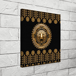 Холст квадратный Медведь золотой барельеф с этническим орнаментом, цвет: 3D-принт — фото 2