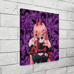 Холст квадратный Человек - бензопила Пауэр и фиолетовый ахегао, цвет: 3D-принт — фото 2