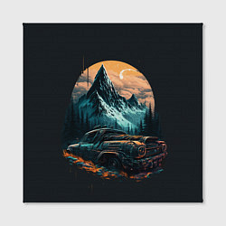 Холст квадратный Киберпанк авто и горы, цвет: 3D-принт — фото 2