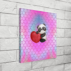 Холст квадратный Милая панда с сердечком, цвет: 3D-принт — фото 2