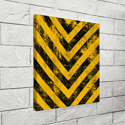 Холст квадратный WARNING - желто-черные полосы, цвет: 3D-принт — фото 2