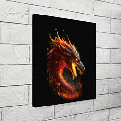 Холст квадратный Яростный огненный дракон, цвет: 3D-принт — фото 2