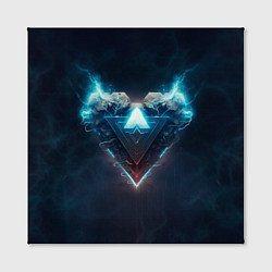 Холст квадратный Каменное сердце в синем неоновом электрическом све, цвет: 3D-принт — фото 2