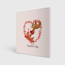 Картина квадратная Милая пара ленивцев в день святого валентина